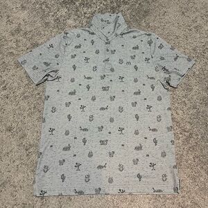 Travis Mathew Light Gray Polo with Black Pattern